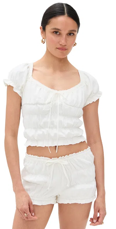 Bailey Rose Smocked Top White Denim In White