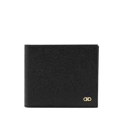 Ferragamo Gancini Textured Bi Fold Vertical Wallet