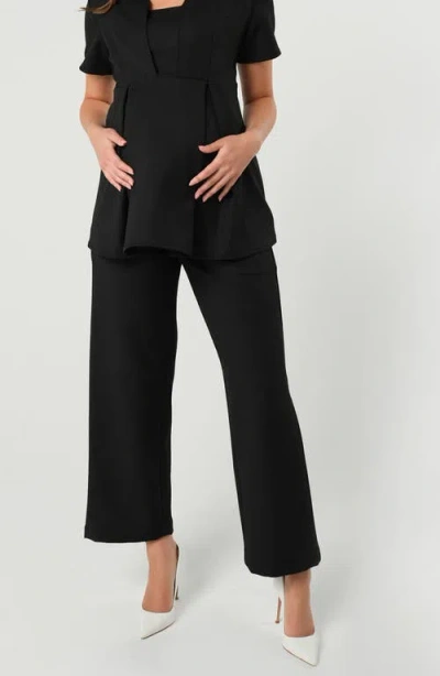Marion Wide Leg Maternity Work Pants In Black