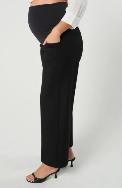 Marion Wide Leg Maternity Work Pants In Black