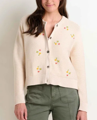 Toad And Co Toad & Co Bianca Crew Cardigan Embroidered In Neutral