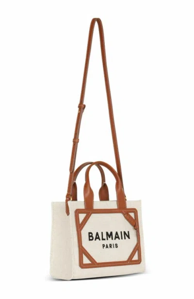 Balmain Mini Canvas And Leather Tote Bag With Adjustable Strap