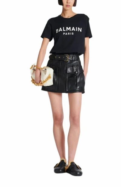 Balmain T-shirt With  Paris Print With Buttons