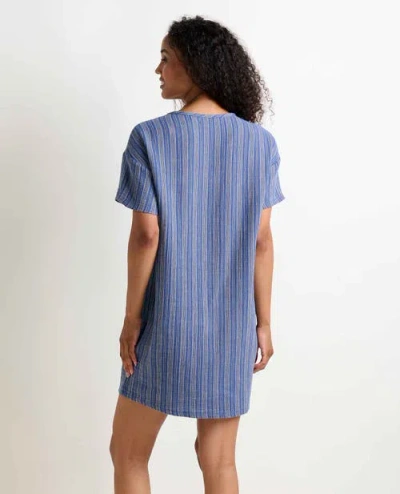 Toad And Co Tate Double Weave Short Sleeve Dress In Kyanite Stripe In Blue