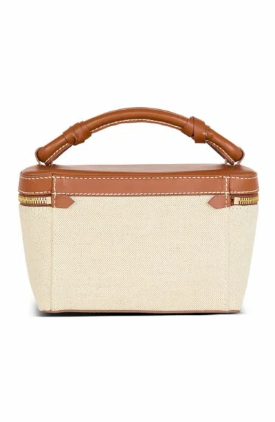 Balmain Structured Canvas Bag With Leather Handle And Logo