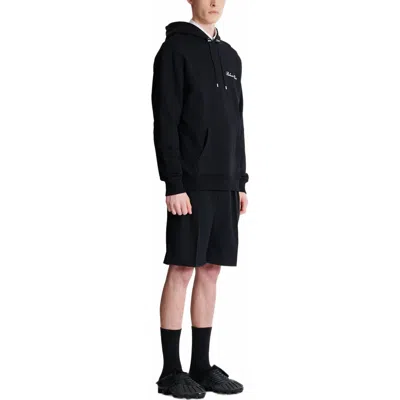 Balmain Signature Hooded Sweatshirt In Black