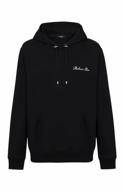 Balmain Signature Hooded Sweatshirt In Black