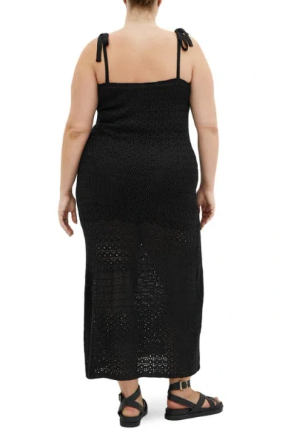 City Chic Sweet Tie Strap Open Stitch Midi Dress