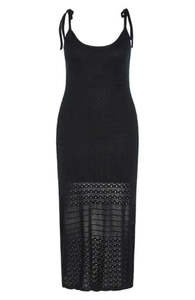 City Chic Sweet Tie Strap Open Stitch Midi Dress