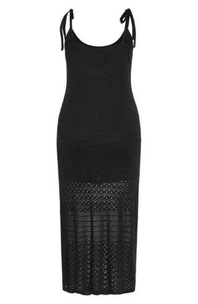 City Chic Sweet Tie Strap Open Stitch Midi Dress