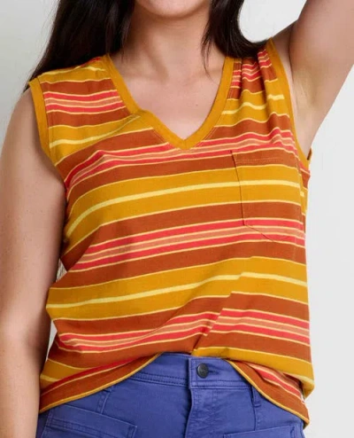 Toad And Co Grom V-neck Tank Top In Sunset Stripe In Multi