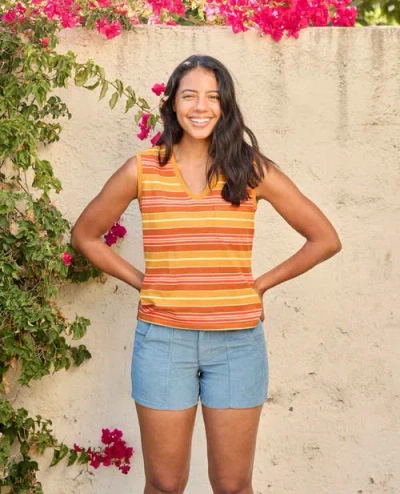 Toad And Co Grom V-neck Tank Top In Sunset Stripe In Multi