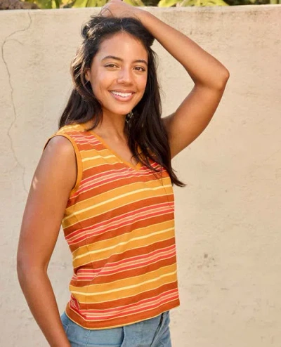 Toad And Co Grom V-neck Tank Top In Sunset Stripe In Multi
