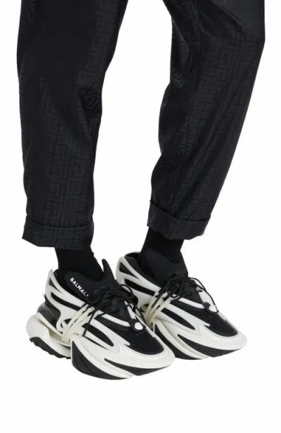 Balmain Unicorn Low-top Sneakers In Neoprene And Leather In Black