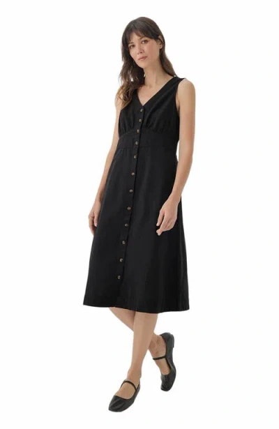 Pact Canopy Linen Blend Button-front Dress Made With Organic Cotton