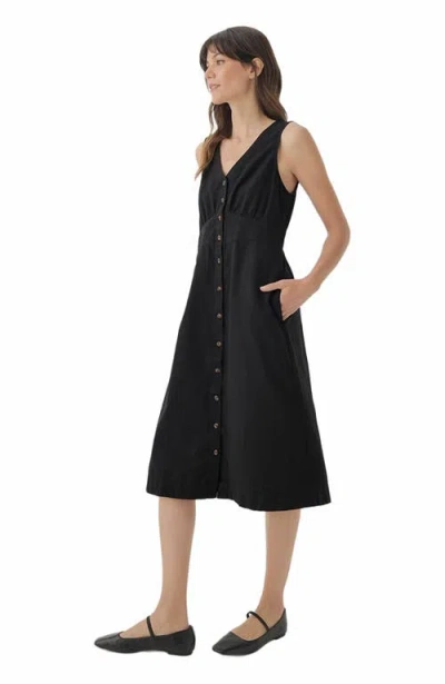 Pact Canopy Linen Blend Button-front Dress Made With Organic Cotton