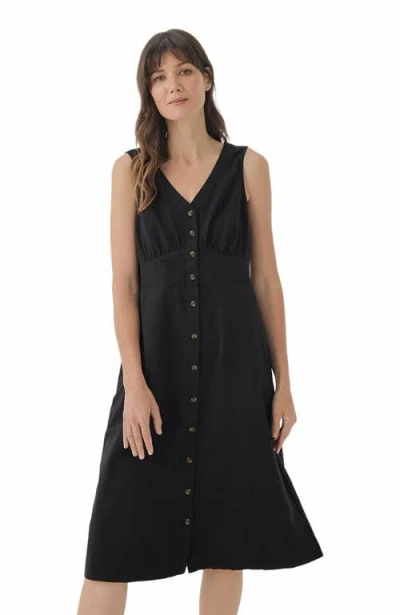 Pact Canopy Linen Blend Button-front Dress Made With Organic Cotton