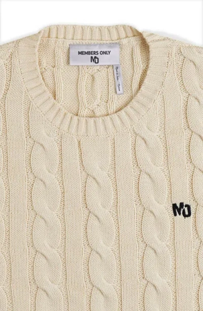 Members Only Crew Neck Cable Sweater In White