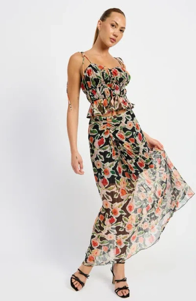 En Saison Eden Pleated Maxi Skirt In Multi