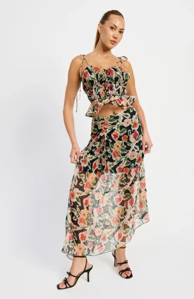 En Saison Eden Pleated Maxi Skirt In Multi