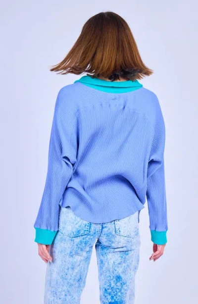 Mokuyobi Ripple Rib Pullover In Blue