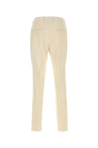Fendi Wool Trousers With Back Pockets And Belt Loops In Neutral