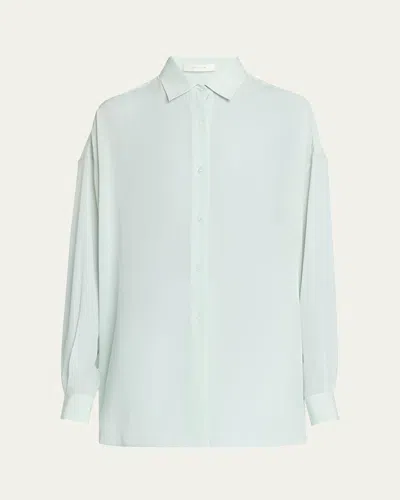 The Row Caster Chiffon Shirt In Green