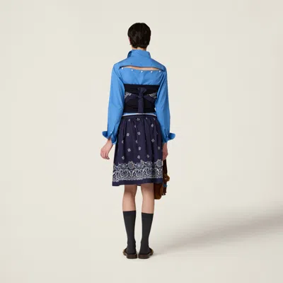 Miu Miu Floral Bordered Gathered Skirt In Blue