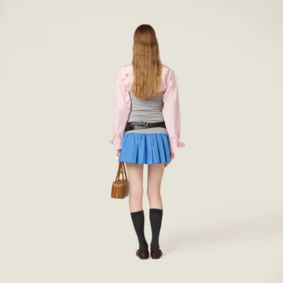 Miu Miu Pleated Two-tone Mini Skirt With Poplin And Jersey In Gray
