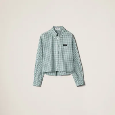 Miu Miu Check Cropped Button-front Shirt In Multi