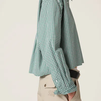 Miu Miu Check Cropped Button-front Shirt In Multi