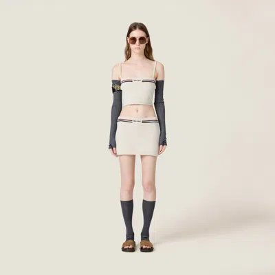 Miu Miu Mini-jupe En Tricot De Coton In White