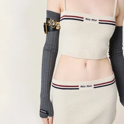 Miu Miu Mini-jupe En Tricot De Coton In White