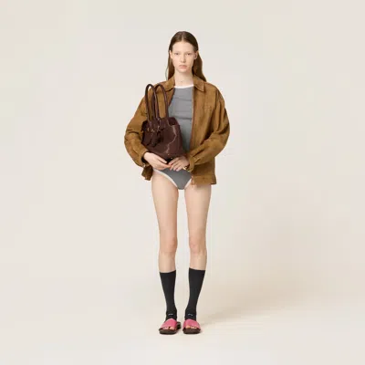 Miu Miu Suede Blouson Jacket In Brown