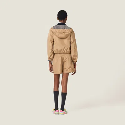 Miu Miu Technical Silk Bermudas In Brown