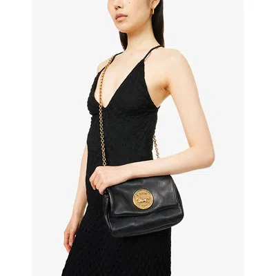 Chloé Heritage Small Crossbody Bag In Grained Leather In Black