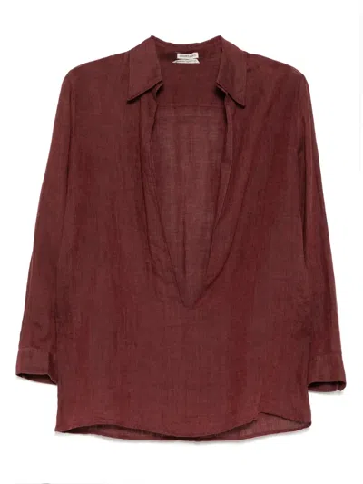 Pre-owned Hermes 1990-2000s Linen Blouse In Red