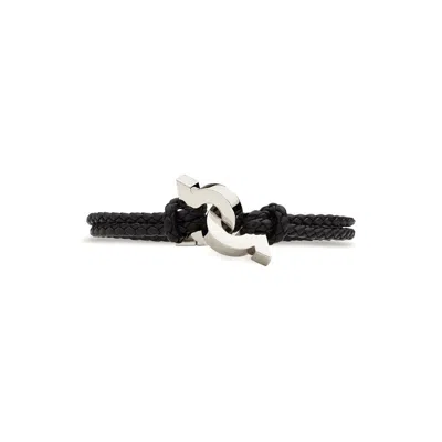 Ferragamo Double Gancini Braided Leather Bracelet
