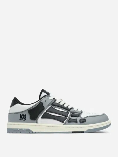 Amiri Varsity Skel Top Low Sneakers In Grey Leather