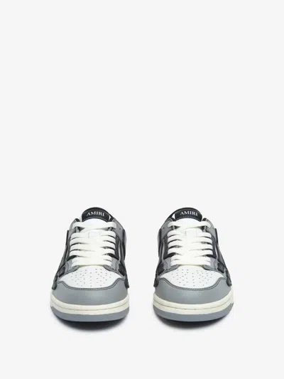 Amiri Varsity Skel Top Low Sneakers In Grey Leather