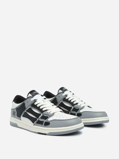 Amiri Varsity Skel Top Low Sneakers In Grey Leather