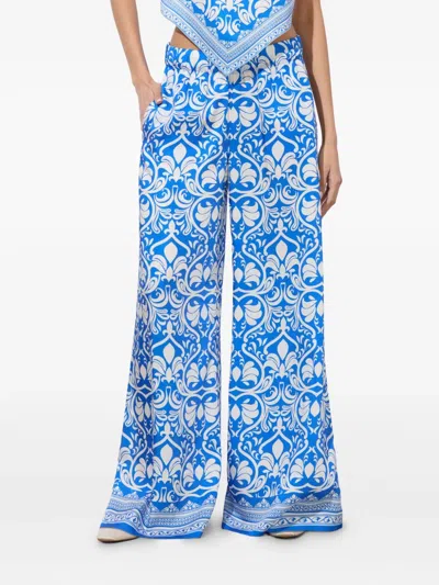Alice And Olivia Keegan Pull On Wide Leg Pant In Soiree True Blue