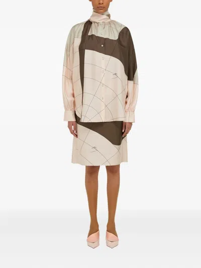 Ferragamo Printed Silk Midi Skirt In Multi