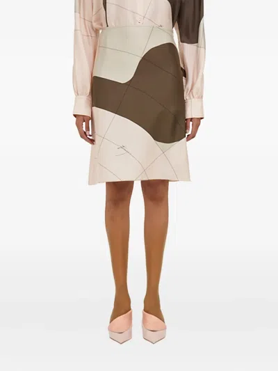 Ferragamo Printed Silk Midi Skirt In Multi