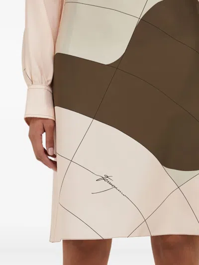 Ferragamo Printed Silk Midi Skirt In Multi