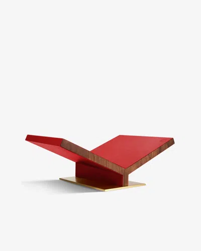 Assouline Walnut-leather Classic Collector Bookstand In Red