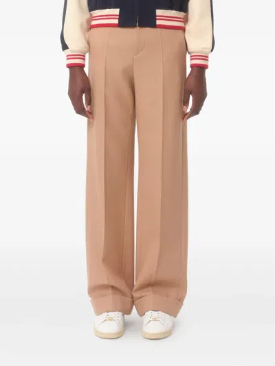 Valentino Camel-coloured Wool Trousers In Brown