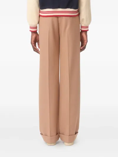 Valentino Camel-coloured Wool Trousers In Brown
