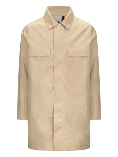 K-way Three-layer Poplin Coat In Brown