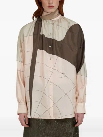 系带细节真丝衬衫